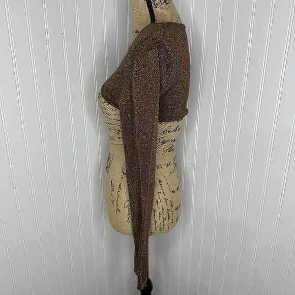 Wet Seal Bolero Shrug Sz L Brown Metallic Y2K Grunge Glam Holiday Party New Year - Picture 3 of 12